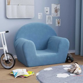 Divano Per Bambini Blu İn Morbido Peluche /