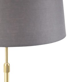 Lampada da tavolo oro / ottone con paralume in lino grigio 35 cm - Parte