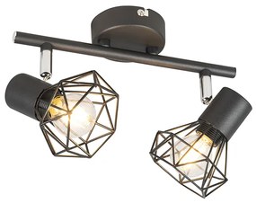 Faretto orientabile Art Déco nero 2 luci - Mosh 2