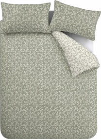 Set copripiumino e federa verde in percalle di cotone per letto matrimoniale/per letto esteso 3 pezzi 230x220 cm Shadow Leaves – Bianca