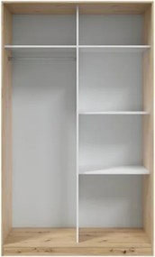 Armadio Guardaroba Appendiabiti 2 Ante Scorrevoli 120 Cm Rovere Nodi Bianco TOP120W