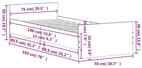 Giroletto Grigio Sonoma 75x190cm Small Single Legno Multistrato