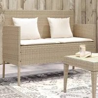 Panca da Giardino con Cuscini Beige in Polyrattan 365774