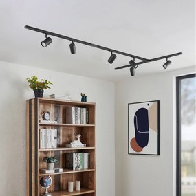 Sistema a binario Lindby Linaro, GU10, 6 luci, nero, T Linaro Lindby, dimmerabile, Nero, Corridoio, Metallo, Moderno