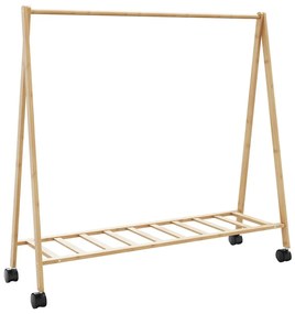 Appendiabiti Con Ripiani E Ruote 106x34x106,5 Cm İn Bambù /