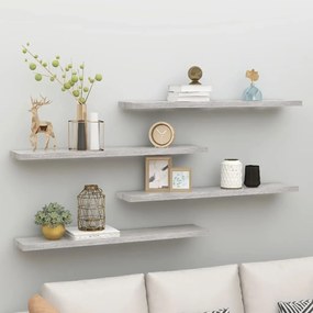 Scaffali A Parete 4 Pz Grigio Cemento 120x23,5x3,8 Cm İn Mdf /
