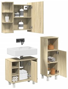 Set Mobili Da Bagno 3 Pz Rovere Sonoma İn Legno Multistrato /