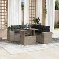 Set Divano da Giardino 6pz con Cuscini Grigio Chiaro Polyrattan 3269162