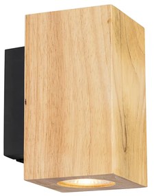 Applique da parete rustica in legno quadrata 2 luci - Sandy
