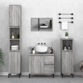 Set Mobili Da Bagno 3 Pz Grigio Sonoma İn Legno Multistrato /