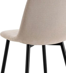 Sedia Da Pranzo Moderna In Tessuto Khaki Gambe Nere Irene - Set da 4 Pezzi