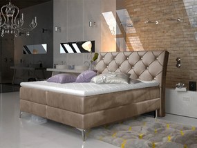 Letto matrimoniale boxspring Positano - 160 x 200 cm , Tessuto beige