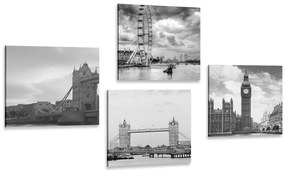 Set di quadri – Londra misteriosa in bianco e nero