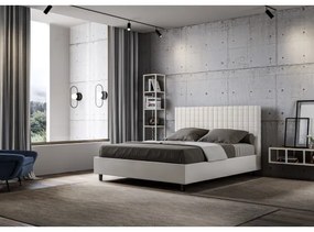 Letto contenitore imbottito 160x210 similpelle bianco Sunny