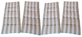 Set 4 cuscini per sedia in poliestere beige e bianco 104 x 47 x Sp 5 cm