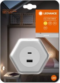 Ledvance - Lampada di orientamento LED con spina integrata con USB LUNETTA LED/15W/230V
