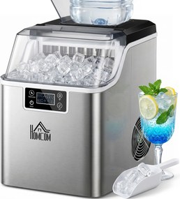Macchina del Ghiaccio 3,2 Litri 24 Cubetti 299W in Acciaio Argento...