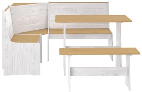 Set da pranzo 3pz reine marrone ambra e bianco in legno di pino