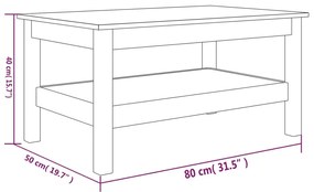 Tavolino da Salotto Bianco 80x50x40 cm Legno Massello di Pino