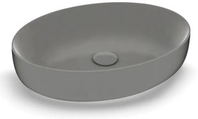 Lavabo da appoggio OLYMPIA CERAMICA ovale in ceramica L 55 x H 14 x P 40 cm grigio