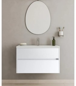 Mobile da bagno sotto lavabo Niwa bianco laccato opaco L 89.5 x H 50 x P 45.5 cm 2 cassetti, lavabo non incluso