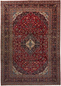 Kashan Tappeto 350x250 Rosso (Iran) Annodato A Mano