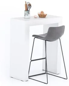 Tavolo Alto Evolution 90x40, Bianco Frassino con Due Gambe