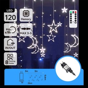 Aigostar - Catena natalizia LED da esterno 120xLED/6W/230V/8 funzioni 3x0,6m IP44 bianco freddoDO