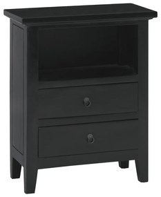 Comodino nero 60x30x75 cm in legno massello di mogano