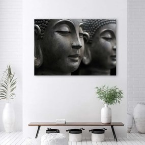 Quadro su tela, Buddha Zen Wellnes Spa Grigio  Dimensioni 90x60