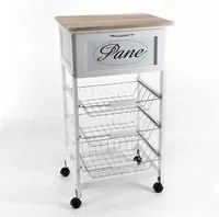 Carrello da cucina bianco con cestini metallo cm 47 x 37 x 85 h