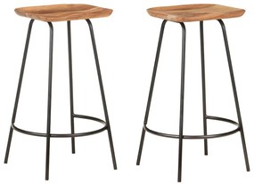 Sgabelli Da Bar 2 Pz İn Legno Massello Di Acacia /