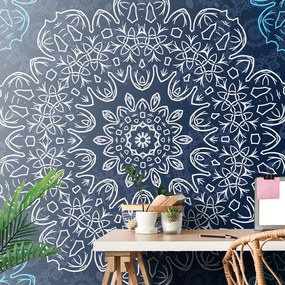 Carta da parati – Mandala blu con motivo astratto
