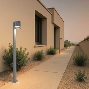 Paletto da Giardino Solare Grigio da 100cm IP54 in Alluminio Colore Bianco Naturale 4.000K