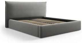 Letto matrimoniale imbottito grigio con contenitore e doghe 180x200 cm Elio - Milo Casa