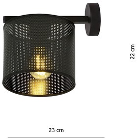 Applique Industrial 1 Luce Cigno In Acciaio Nero E Paralume A Cilindro