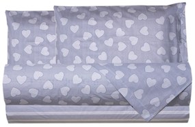 Completo letto matrimoniale cuori azzurro