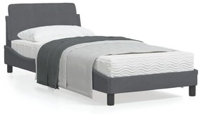 Giroletto Senza Materasso Grigio Scuro 80x200 Cm Velluto /
