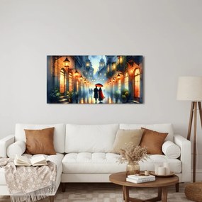 Quadro su tela – Vicolo illuminato dalla luce dei lampioni