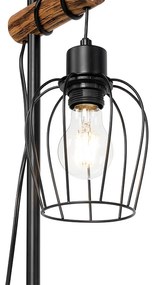 Lampada da tavolo rustica nera con legno - Stronk