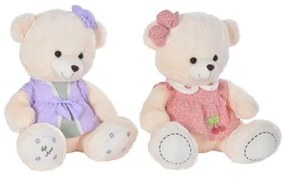 Orsetto di Peluche DKD Home Decor Vestito 42 x 20 x 50 cm Beige Rosa Lilla Per bambini Orso (2 Unità)