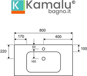Composizione bagno sospesa mobile 80cm e mensolone da 140cm | KAM-KK801 - KAMALU