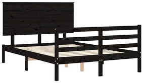 Giroletto con testiera nero 120x200 cm in legno massello