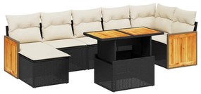 Set Divani da Giardino con Cuscini 8 pz Nero in Polyrattan