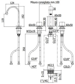 Paffoni Level Lep052 Gruppo Lavabo 3 Fori Senza Scarico Cromo