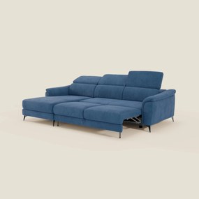 Arcos Divano con penisola - piedini alti e poggiatesta reclinabili in microfibra impermeabile T11 blu