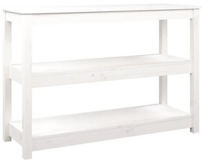Tavolo consolle bianco 110x40x74 cm in legno massello di pino