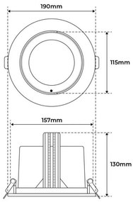 Faro LED da Incasso 44W, Foro Ø160mm con driver Philips- Per Carni Colore Rosa Alimentare