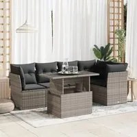 Set Divano da Giardino 6 pz con Cuscini Grigio in Polyrattan 3326161