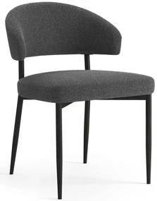 IRIS Antracite [Grigio Scuro] (tessuto Monza 130) - MODERNA SEDIA IMBOTTITA BOUCLÉ PER SALONE/SALA DA PRANZO LOFT